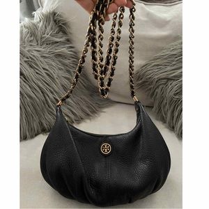 Authentic Tory Burch Dakota Crossbody Black Leather with Long Chain Bag